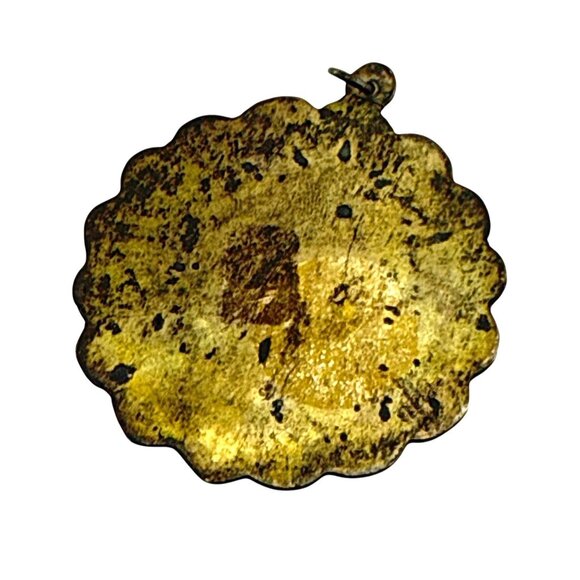 Vintage Middle Eastern Brass Pendant Palm Tree Camel Dhow Boat Desert Scene - Picture 2 of 4